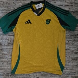 Adidas Yellow and Green V-Neck Soccer Jersey